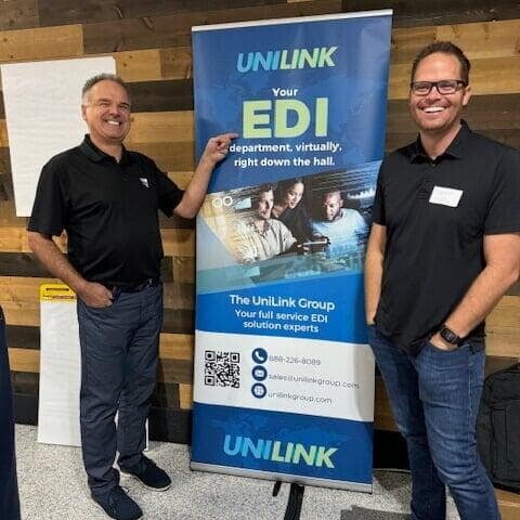Rubert Hudaj, Regional VP, Info and our friend at Source Day pointing to UniLink EDI solution.